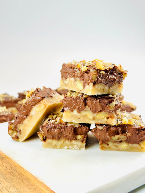 No Bake Caramel Chocolate Keto Squares